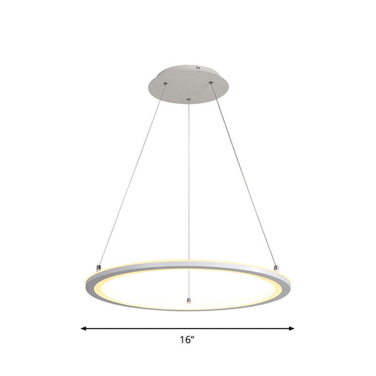 Lampe suspendue LED blanche minimaliste : lustre de cuisine en acrylique, design circulaire, plusieurs tailles (largeur 16"/19,5"/31,5")