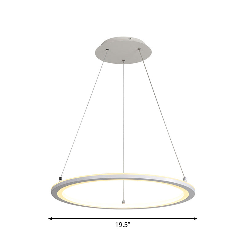 Lampe suspendue LED blanche minimaliste : lustre de cuisine en acrylique, design circulaire, plusieurs tailles (largeur 16"/19,5"/31,5")