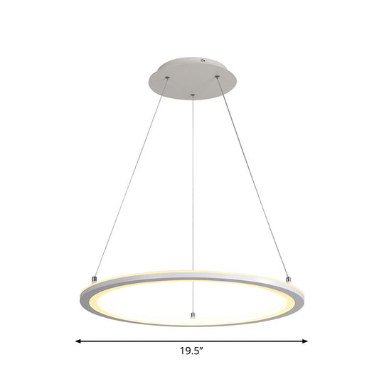 Lampe suspendue LED blanche minimaliste : lustre de cuisine en acrylique, design circulaire, plusieurs tailles (largeur 16"/19,5"/31,5")