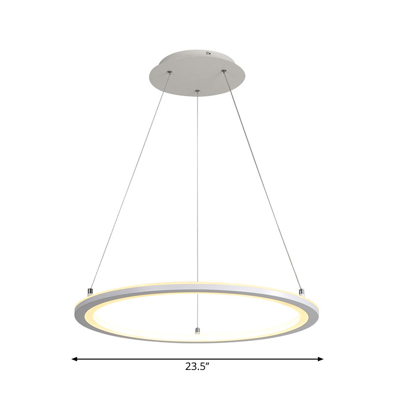 Lampe suspendue LED blanche minimaliste : lustre de cuisine en acrylique, design circulaire, plusieurs tailles (largeur 16"/19,5"/31,5")