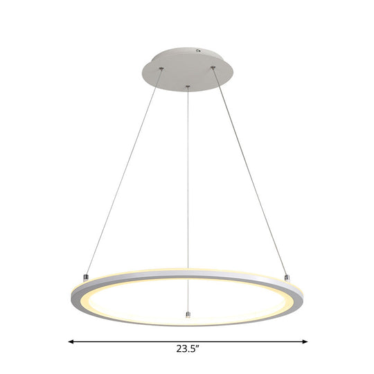 Lampe suspendue LED blanche minimaliste : lustre de cuisine en acrylique, design circulaire, plusieurs tailles (largeur 16"/19,5"/31,5")