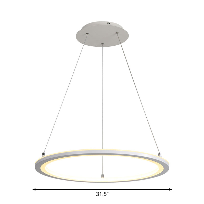 Lampe suspendue LED blanche minimaliste : lustre de cuisine en acrylique, design circulaire, plusieurs tailles (largeur 16"/19,5"/31,5")