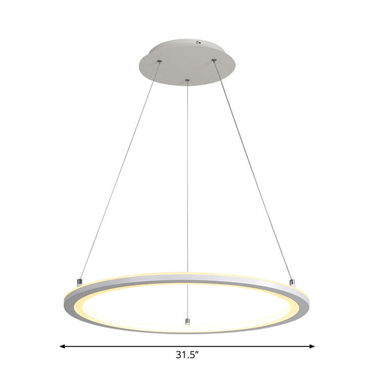 Lampe suspendue LED blanche minimaliste : lustre de cuisine en acrylique, design circulaire, plusieurs tailles (largeur 16"/19,5"/31,5")
