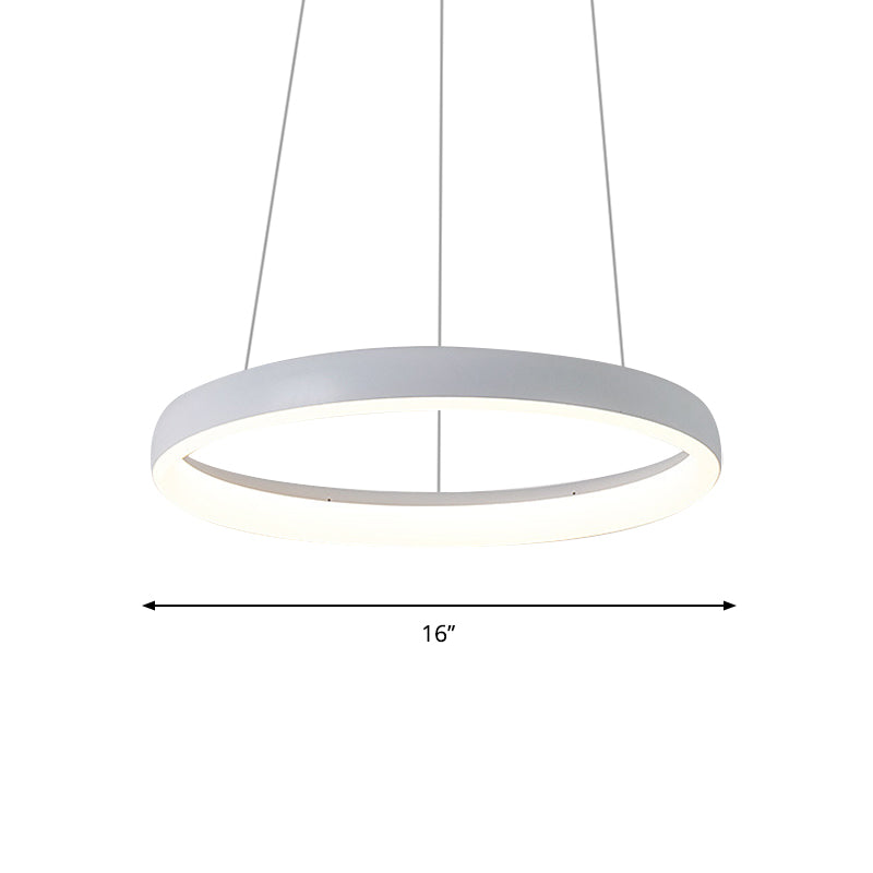Suspension LED métallique nordique - Lustre circulaire pour salle à manger, design à 1/2/3 couches, blanc