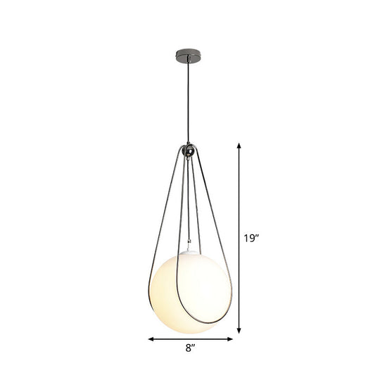 Modern White Glass Teardrop Pendant Light - 1 Nickel Finish 8/10/12 Width Ideal For Restaurants