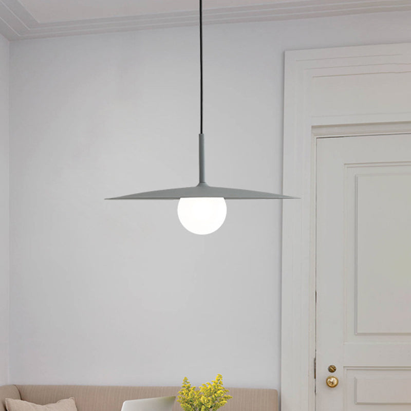 Modern Nordic Hanging Pendant Light with Milk Glass Shade - Single Bulb Ceiling Fixture in Black/Grey/White, 10"/12.5" Width