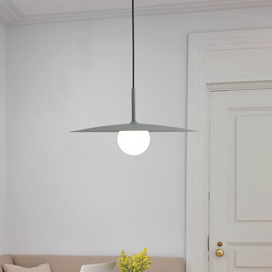 Modern Nordic Hanging Pendant Light with Milk Glass Shade - Single Bulb Ceiling Fixture in Black/Grey/White, 10"/12.5" Width