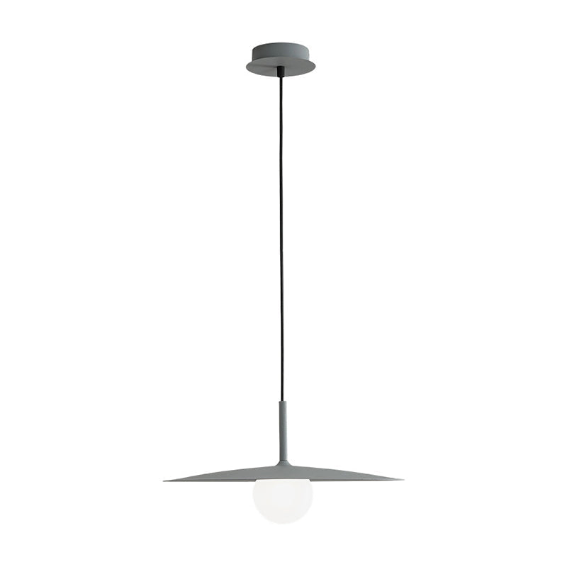 Nordic Hanging Light Metal Single Restaurant Pendant With Milk Glass Shade In Black/Grey/White