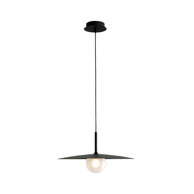 Nordic Hanging Light Metal Single Restaurant Pendant With Milk Glass Shade In Black/Grey/White