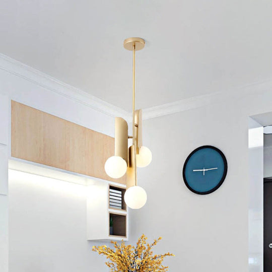 Postmodern Cream Glass Ball Pendant Lamp with Gold Suspension - Dining Table Lighting