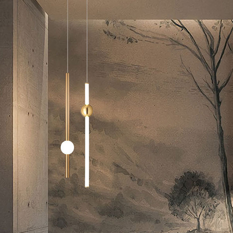 Biham - 1-Head Bedside Drop Pendant: Postmodern Gold/Clear Hanging Light