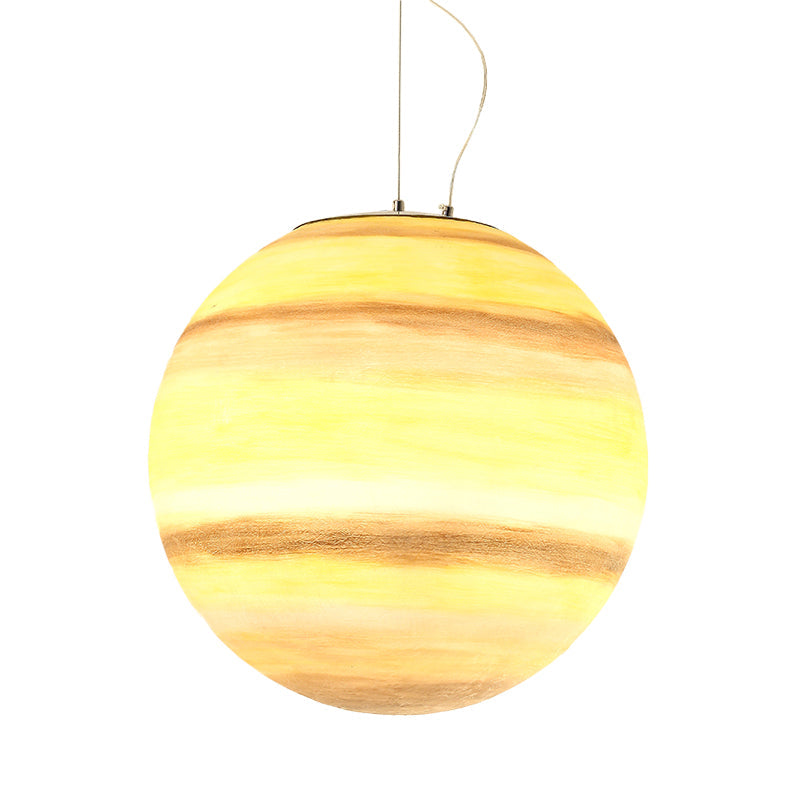 Lampe suspendue pour enfants : sphère Saturne/Terre, verre bleu clair/jaune, ampoule simple, 8"/12"/16" de diamètre