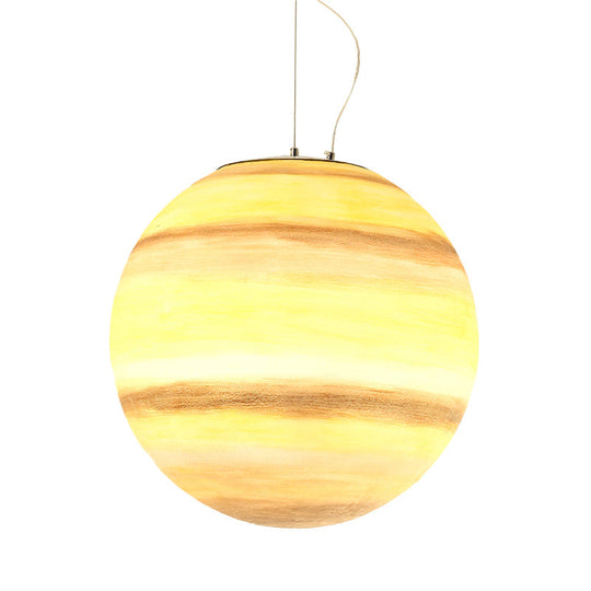 Lampe suspendue pour enfants : sphère Saturne/Terre, verre bleu clair/jaune, ampoule simple, 8"/12"/16" de diamètre