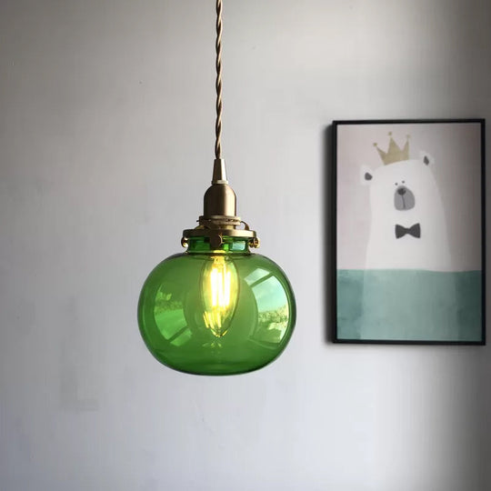 Lampe à suspension elliptique moderne en laiton avec verre bleu/transparent/vert - Idéale pour le plafond de la salle à manger