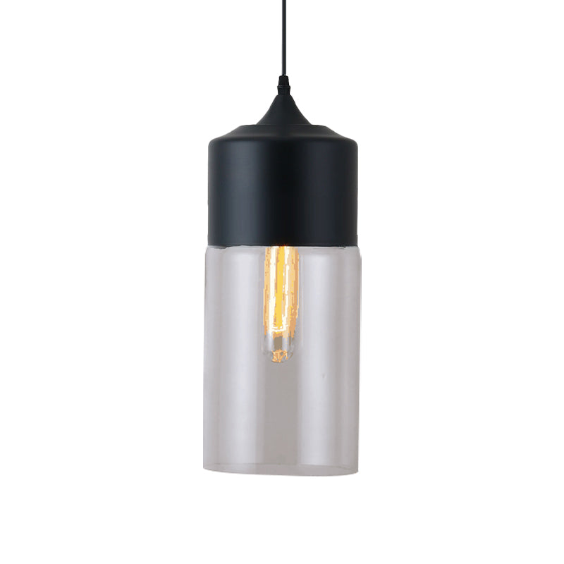 Modern Black Pendant Lamp with Clear Glass Shade - Ideal for Restaurants (1 Light)