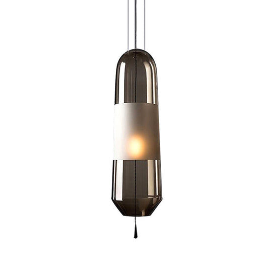 Modern Black Hanging Pendant with Clear/Smoke/Amber Glass Shade - Bedroom Down Lighting