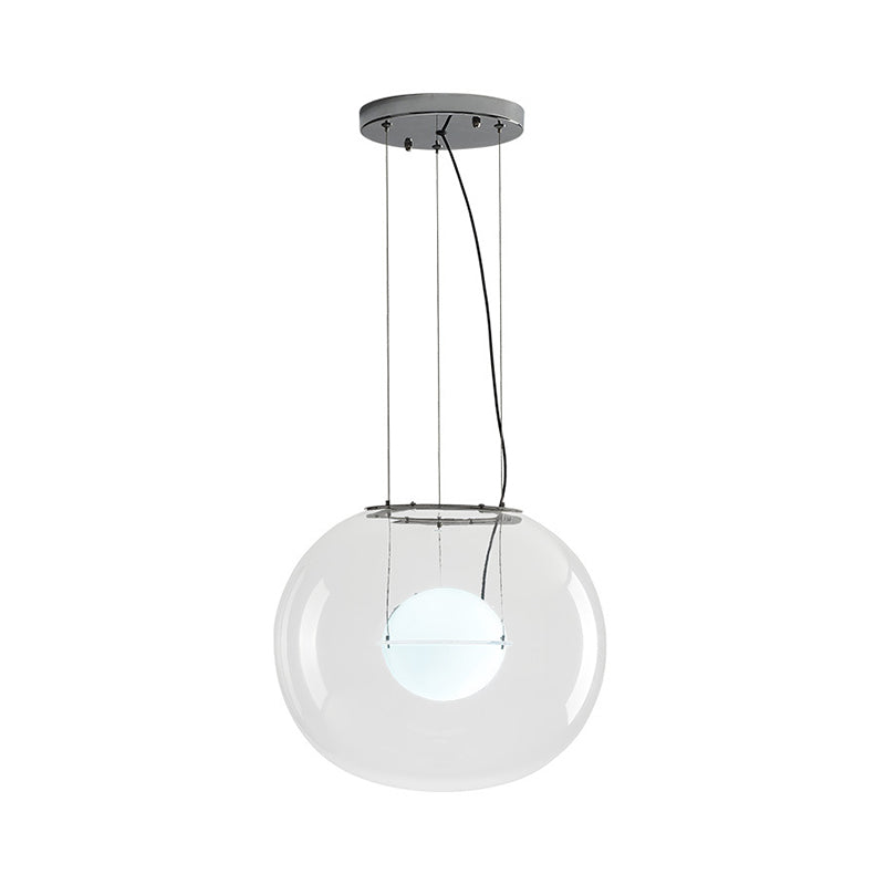 Lampe suspendue moderne avec double globe, verre blanc/rouge/gris fumé, 1 ampoule, lampe suspendue de cuisine, 12"/16" L