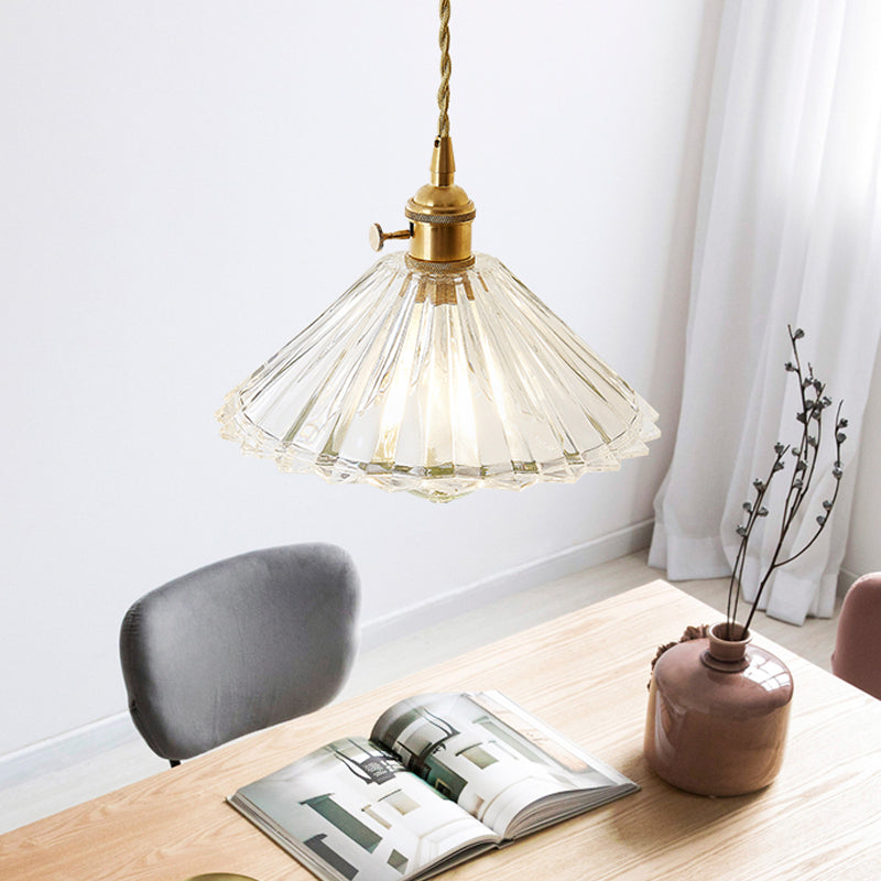 Post-Modern Gold Hanging Lamp Kit With Glass Shade - Drop Pendant Design / A