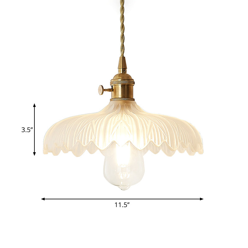 Gold Post-Modern Pendant Hanging Lamp Kit with 1 Head, Floral/Bowl/Cone Design and Frosted/Clear Glass Shade