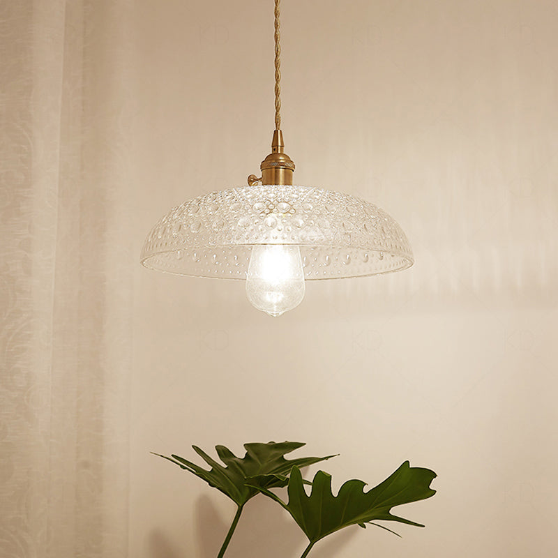 Post-Modern Gold Hanging Lamp Kit With Glass Shade - Drop Pendant Design / E