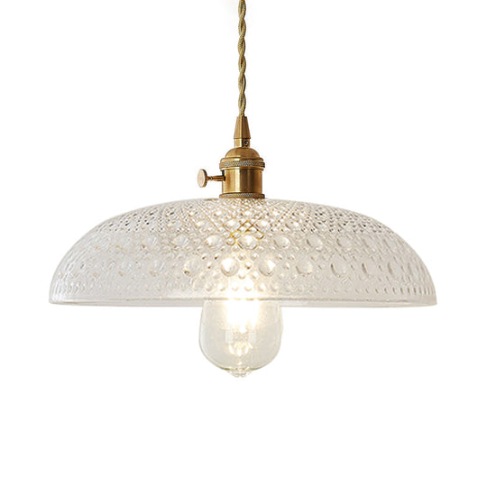 Gold Post-Modern Pendant Hanging Lamp Kit with 1 Head, Floral/Bowl/Cone Design and Frosted/Clear Glass Shade