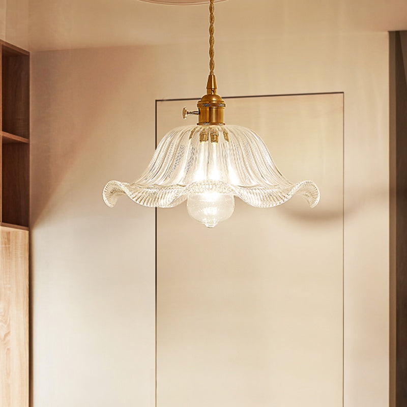 Post-Modern Gold Hanging Lamp Kit With Glass Shade - Drop Pendant Design / B