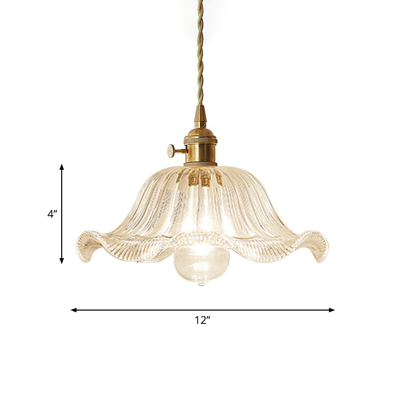 Post-Modern Gold Hanging Lamp Kit With Glass Shade - Drop Pendant Design