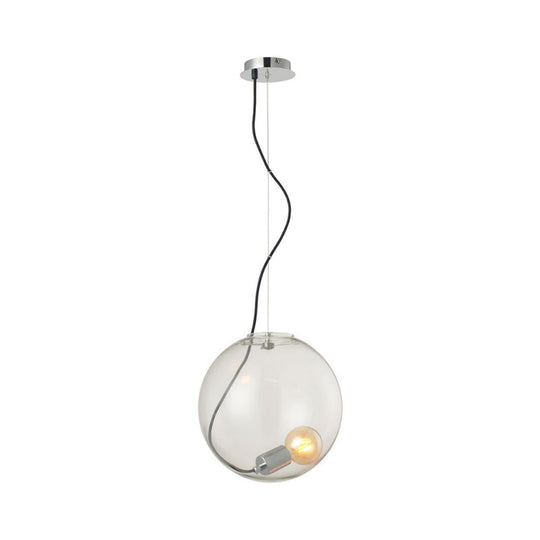 Clear Glass Sphere Dining Room Pendant Light - 1-Bulb 8/10/12 Wide
