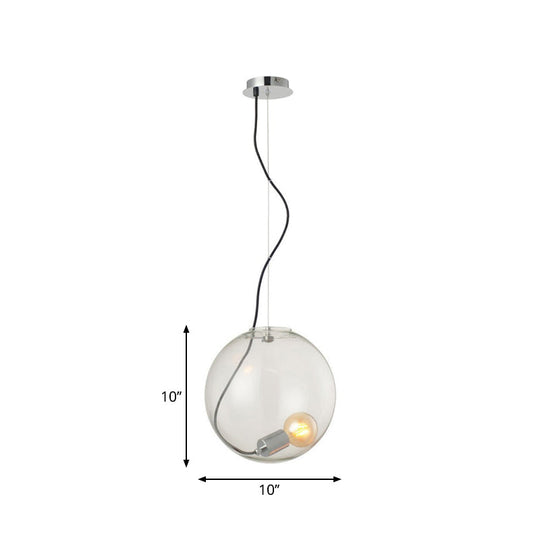 Clear Glass Sphere Dining Room Pendant Light - 1-Bulb 8/10/12 Wide