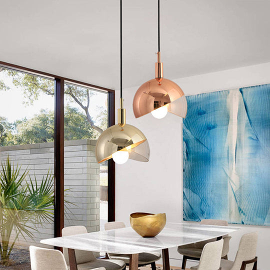 Modern Clear Glass Hanging Pendant Light With Swivel Dome Shade - Gold/Rose Gold Finish Ideal For
