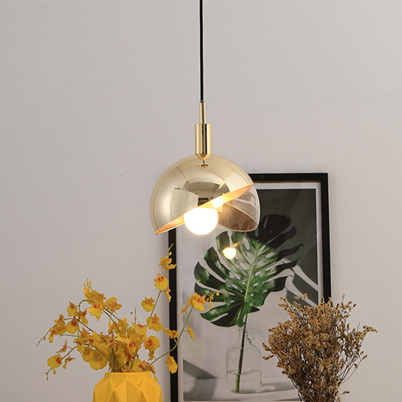 Modern Clear Glass Hanging Pendant Light With Swivel Dome Shade - Gold/Rose Gold Finish Ideal For