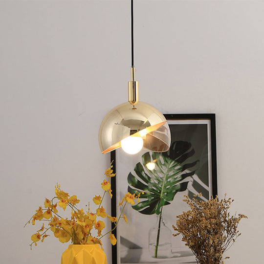 Modern Clear Glass Hanging Pendant Light With Swivel Dome Shade - Gold/Rose Gold Finish Ideal For
