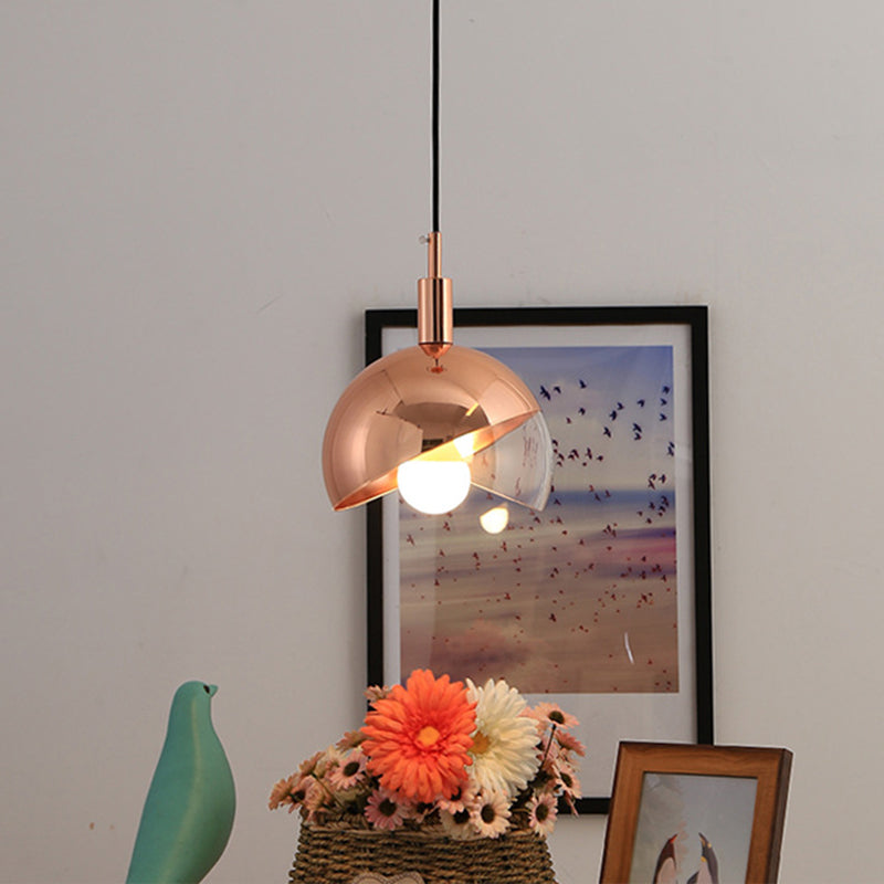 Modern Clear Glass Hanging Pendant Light With Swivel Dome Shade - Gold/Rose Gold Finish Ideal For