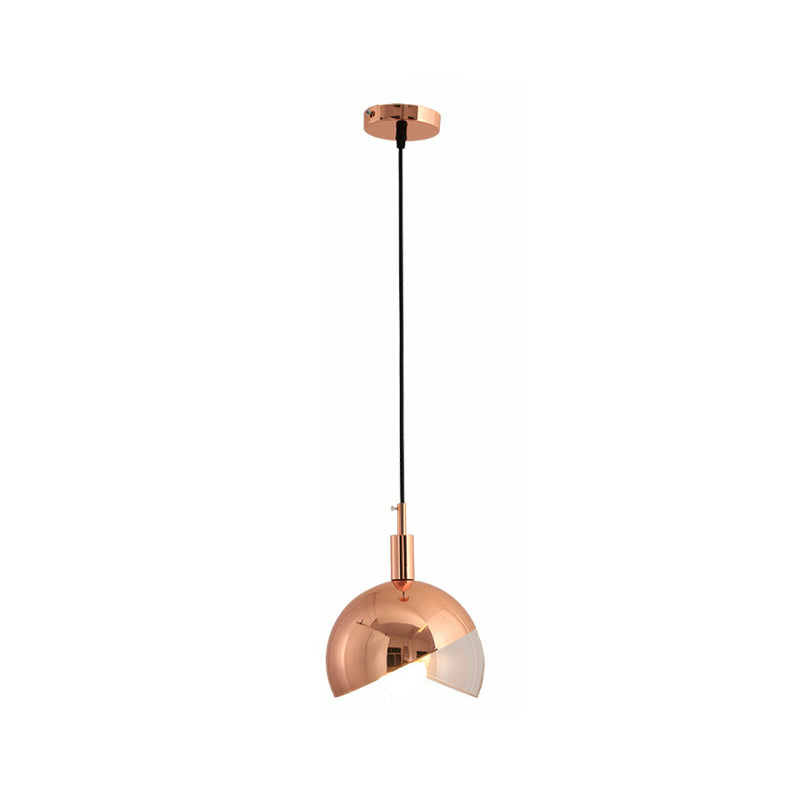 Modern Clear Glass Hanging Pendant Light With Swivel Dome Shade - Gold/Rose Gold Finish Ideal For