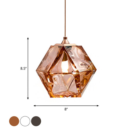Lampe à suspension géométrique moderne : verre blanc/gris fumé/or rose | Lampe de plafond élégante pour salle à manger