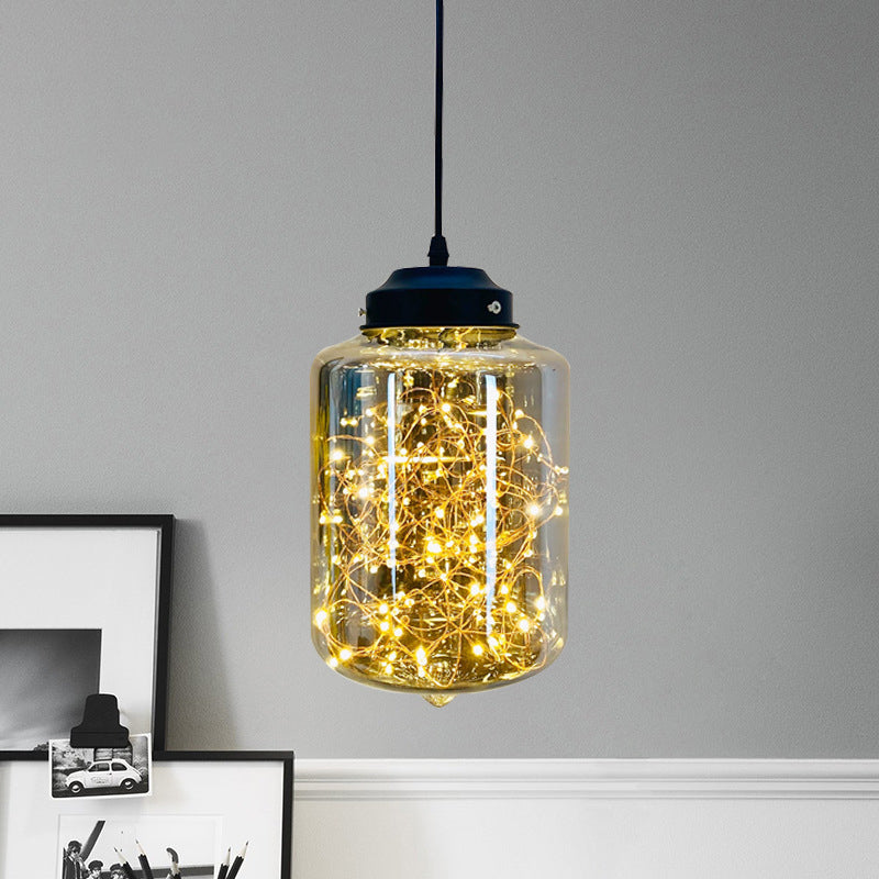 Postmodern Smoke Grey Glass Led Pendant Lamp Ideal For Dining Room - Sphere/Cylinder/Oval Shape