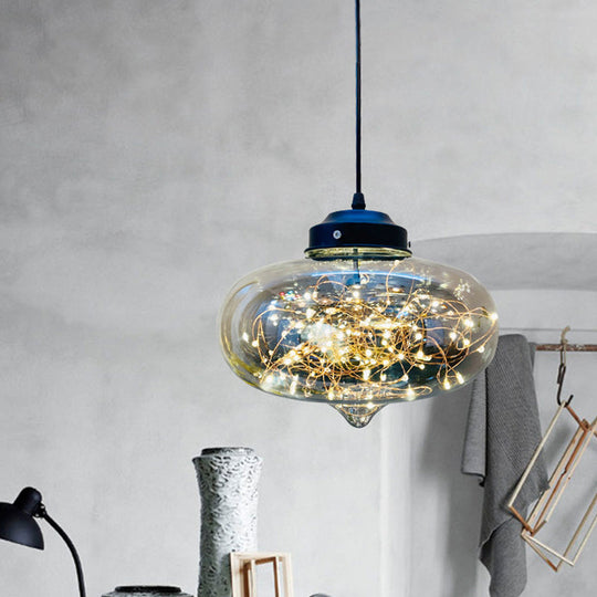 Postmodern Smoke Grey Glass Led Pendant Lamp Ideal For Dining Room - Sphere/Cylinder/Oval Shape