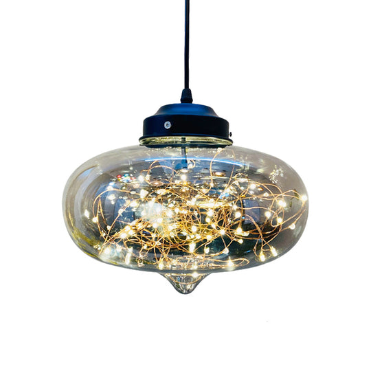 Postmodern Smoke Grey Glass Led Pendant Lamp Ideal For Dining Room - Sphere/Cylinder/Oval Shape