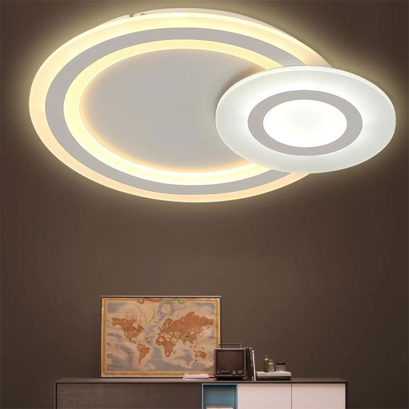 Sleek Flush Ceiling Mount Light - Acrylic White Finish, Ideal for Adult Bedroom