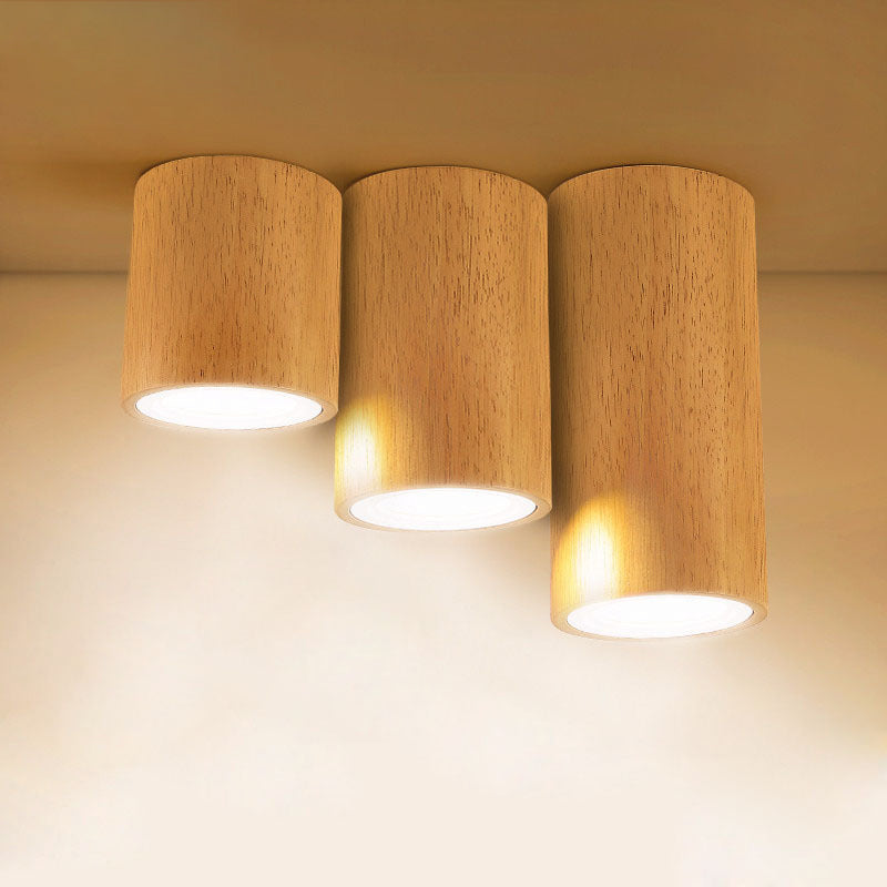 Mini plafonnier de couloir en bois à encastrer nordique - Rond/carré, LED, beige, 4"/6"/8"H