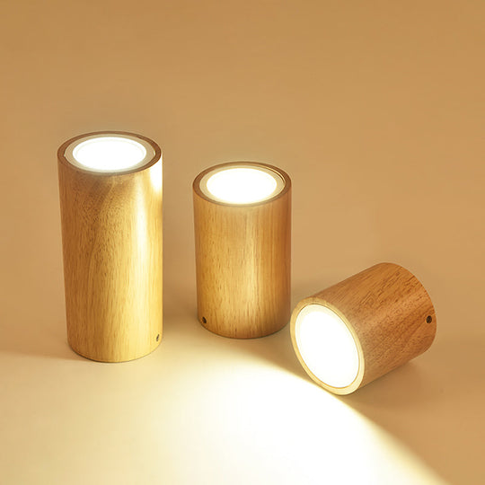 Mini plafonnier de couloir en bois à encastrer nordique - Rond/carré, LED, beige, 4"/6"/8"H