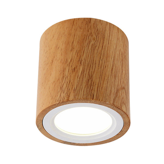 Mini plafonnier de couloir en bois à encastrer nordique - Rond/carré, LED, beige, 4"/6"/8"H