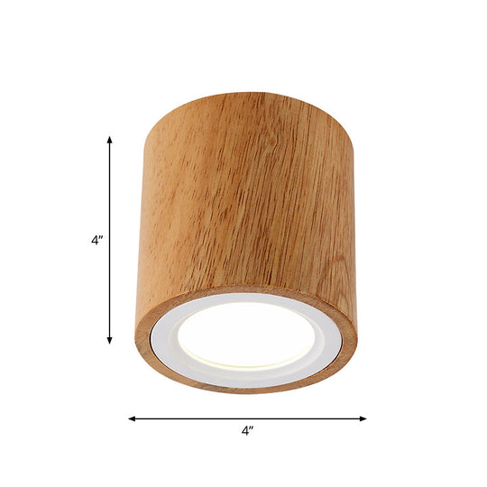 Mini plafonnier de couloir en bois à encastrer nordique - Rond/carré, LED, beige, 4"/6"/8"H