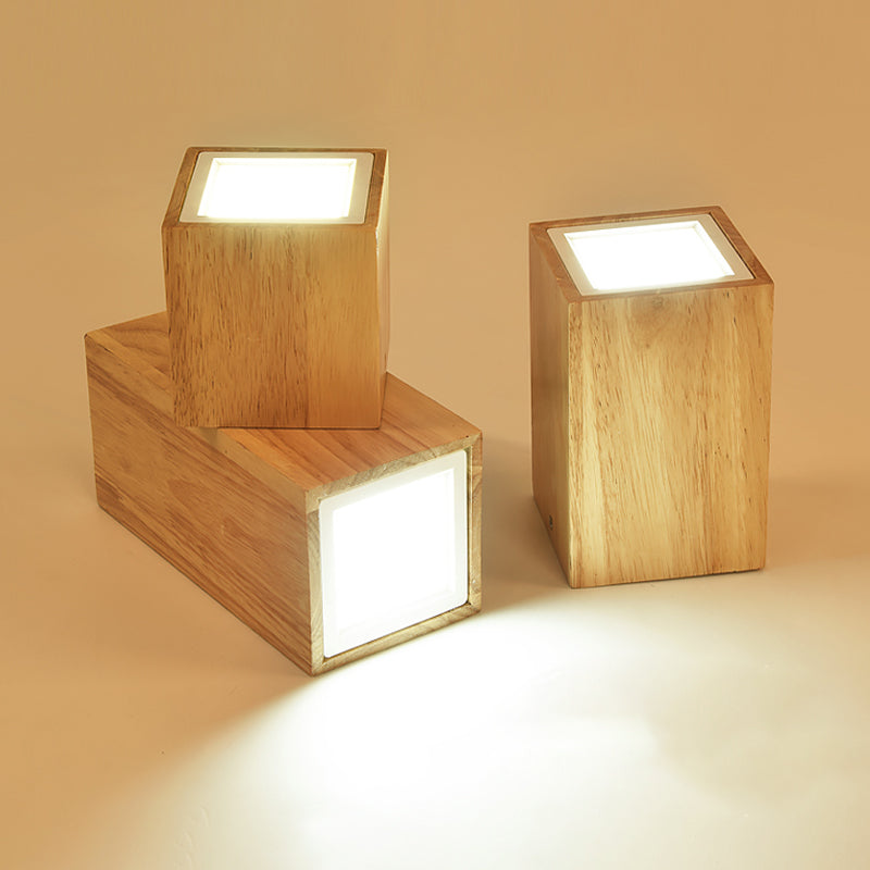 Mini plafonnier de couloir en bois à encastrer nordique - Rond/carré, LED, beige, 4"/6"/8"H