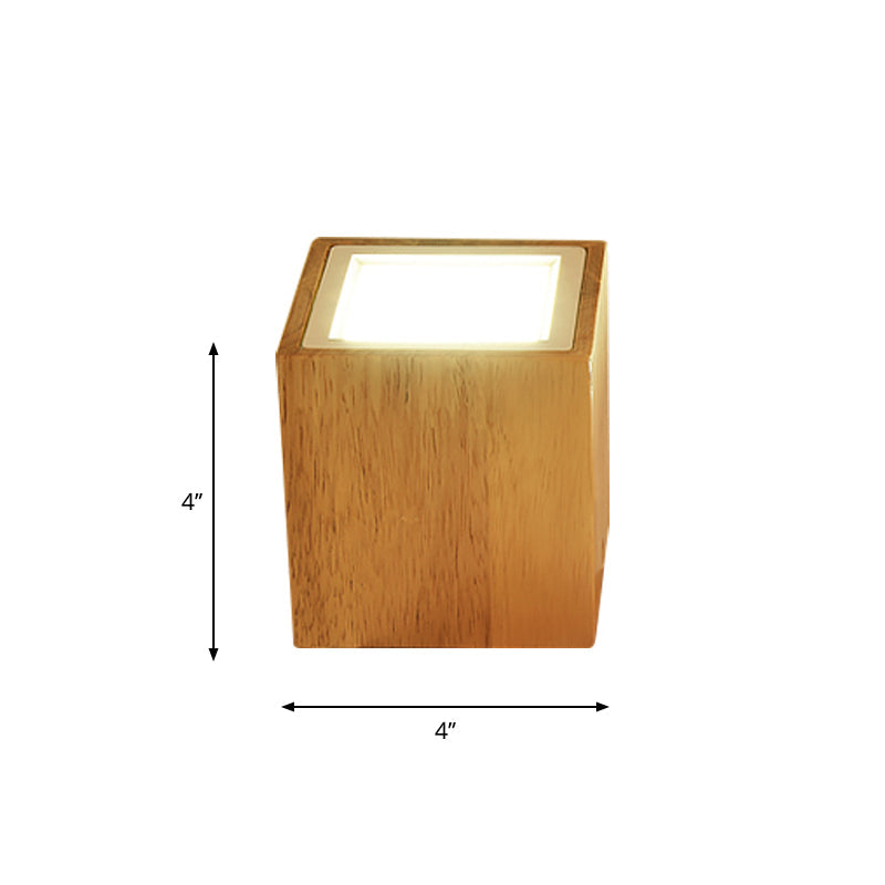 Mini plafonnier de couloir en bois à encastrer nordique - Rond/carré, LED, beige, 4"/6"/8"H