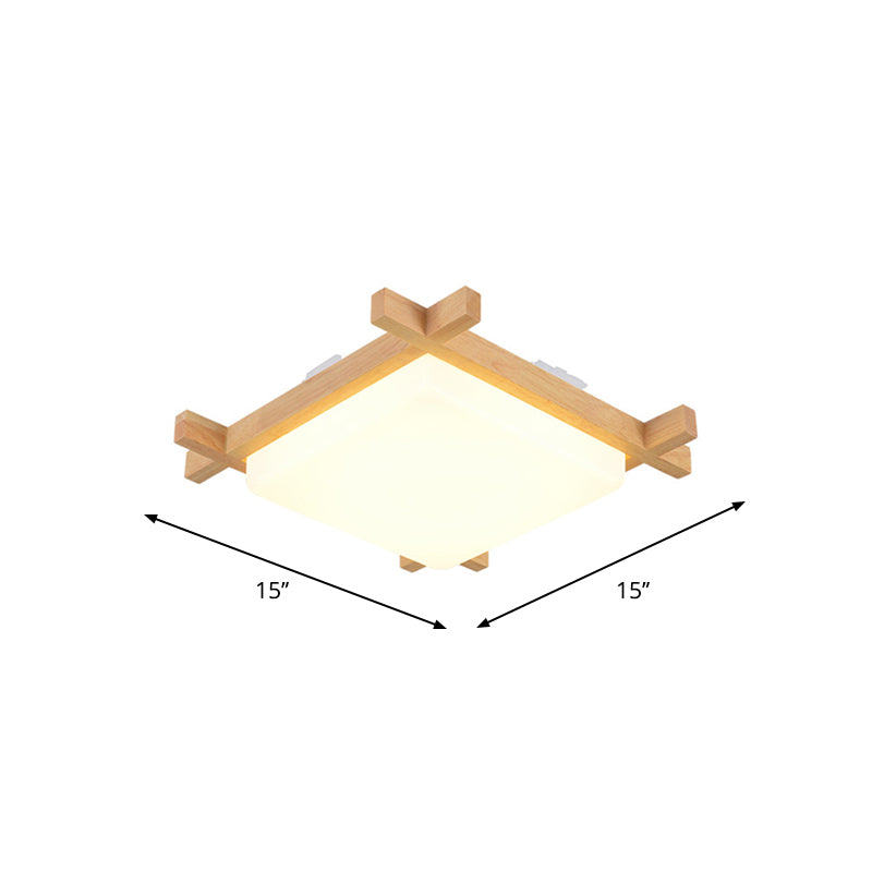 Nordic LED Acrylic Ceiling Lamp: Wood Chessboard Flush Mount Light Fixture (15"/16.5"/20.5") in Warm/White Light