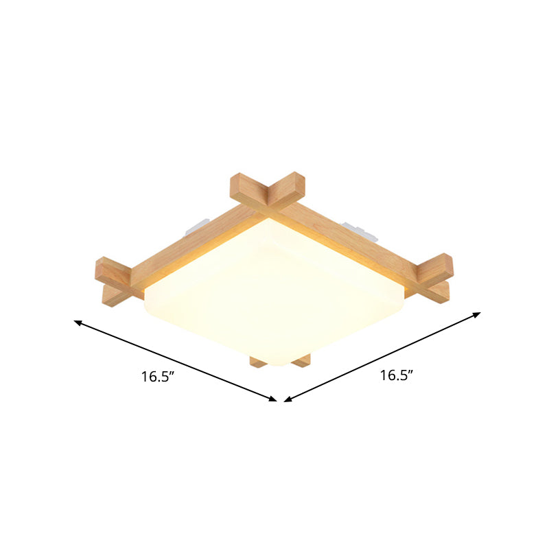 Nordic LED Acrylic Ceiling Lamp: Wood Chessboard Flush Mount Light Fixture (15"/16.5"/20.5") in Warm/White Light