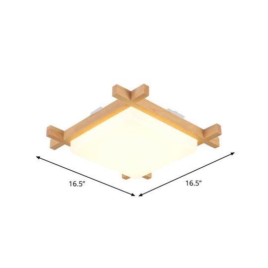 Nordic LED Acrylic Ceiling Lamp: Wood Chessboard Flush Mount Light Fixture (15"/16.5"/20.5") in Warm/White Light
