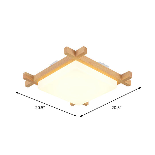 Nordic Led Acrylic Ceiling Lamp: Wood Chessboard Flush Mount Light Fixture (15/16.5/20.5) In
