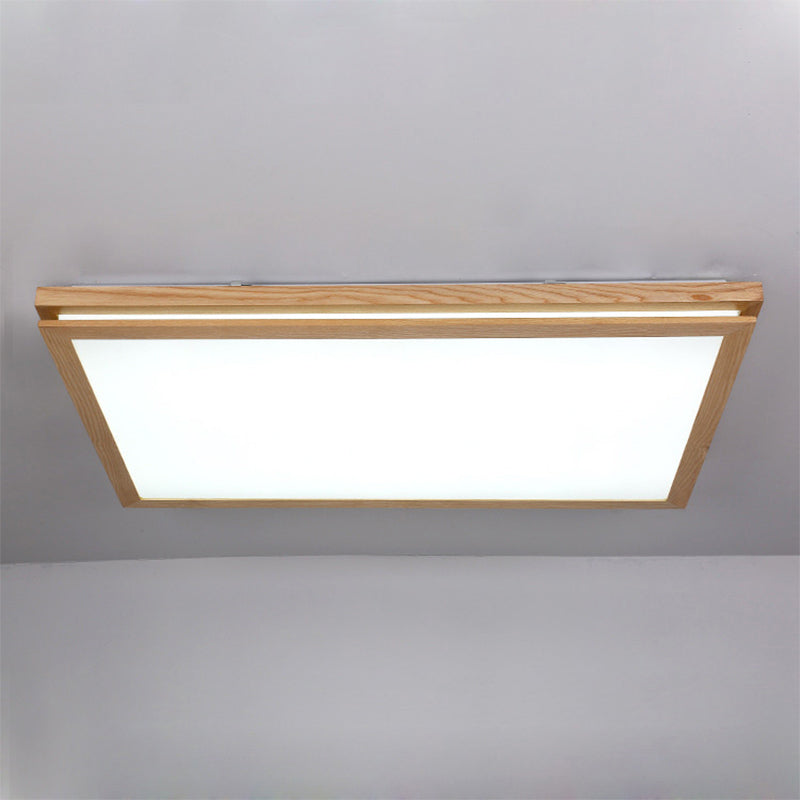 Modern Wood Flush Mount Led Ceiling Light For Living Room With Acrylic Shade 19.5/25.5/37.5 Width